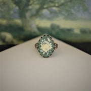 Green and White Rose Cameo Ring