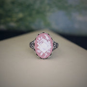 Single Rose Vintage Style Cameo Ring