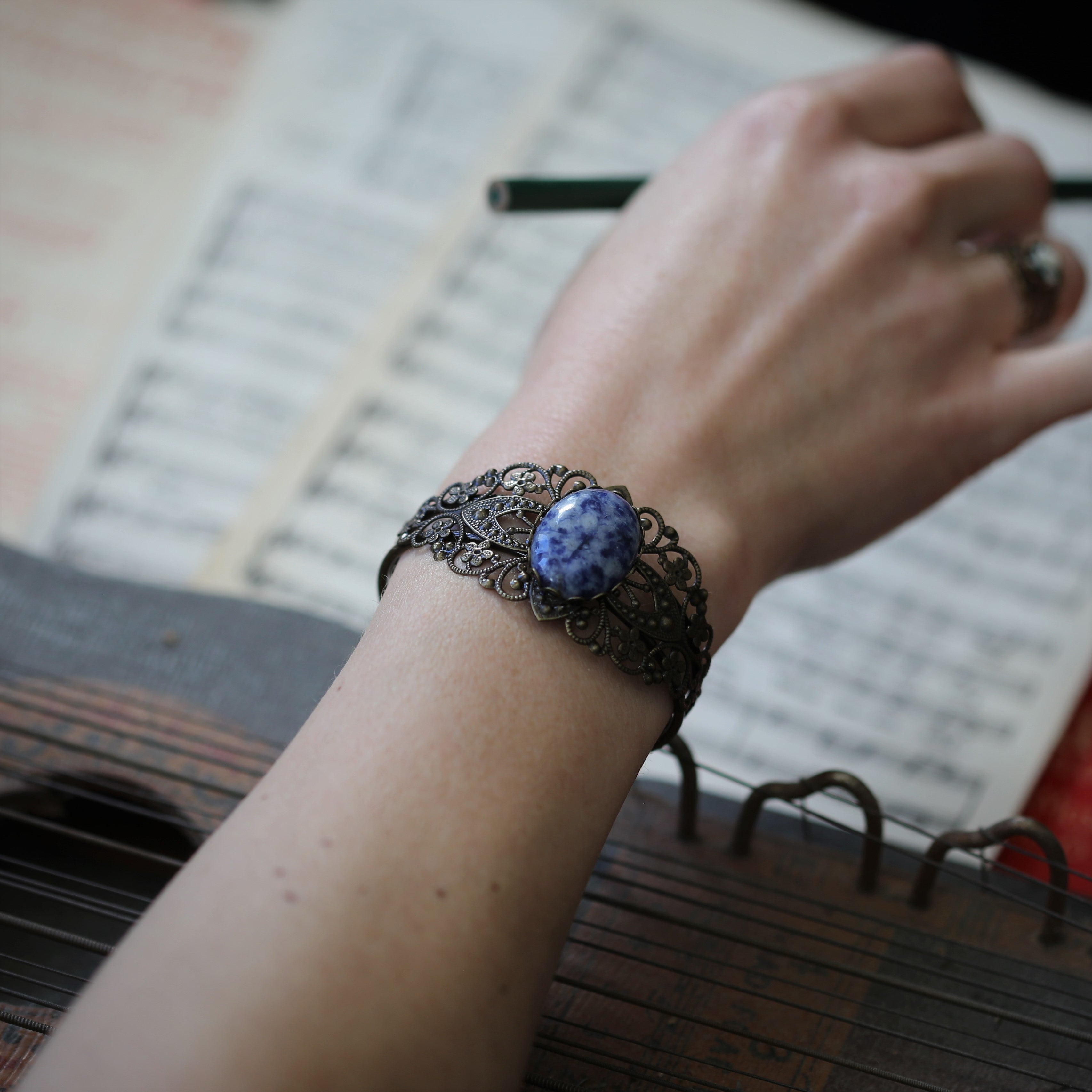 Blue Stone Cuff Bracelet