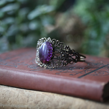 Pink or Purple Stone Cuff Bracelet