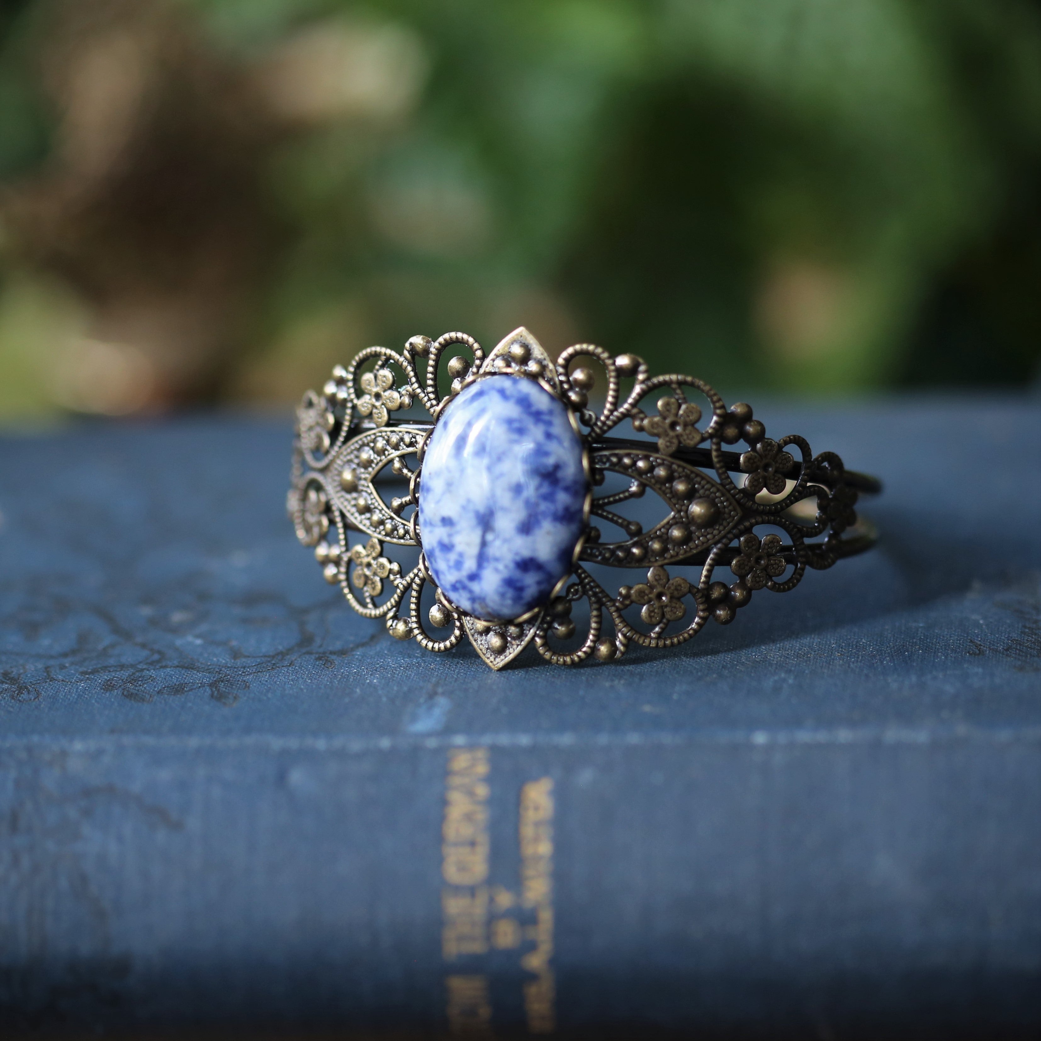 Stone Cuff Bracelet - Blue Agate, Lt/Dk Blue Sodalite, Turquoise Howlite, Lt/Dk Blue Howlite