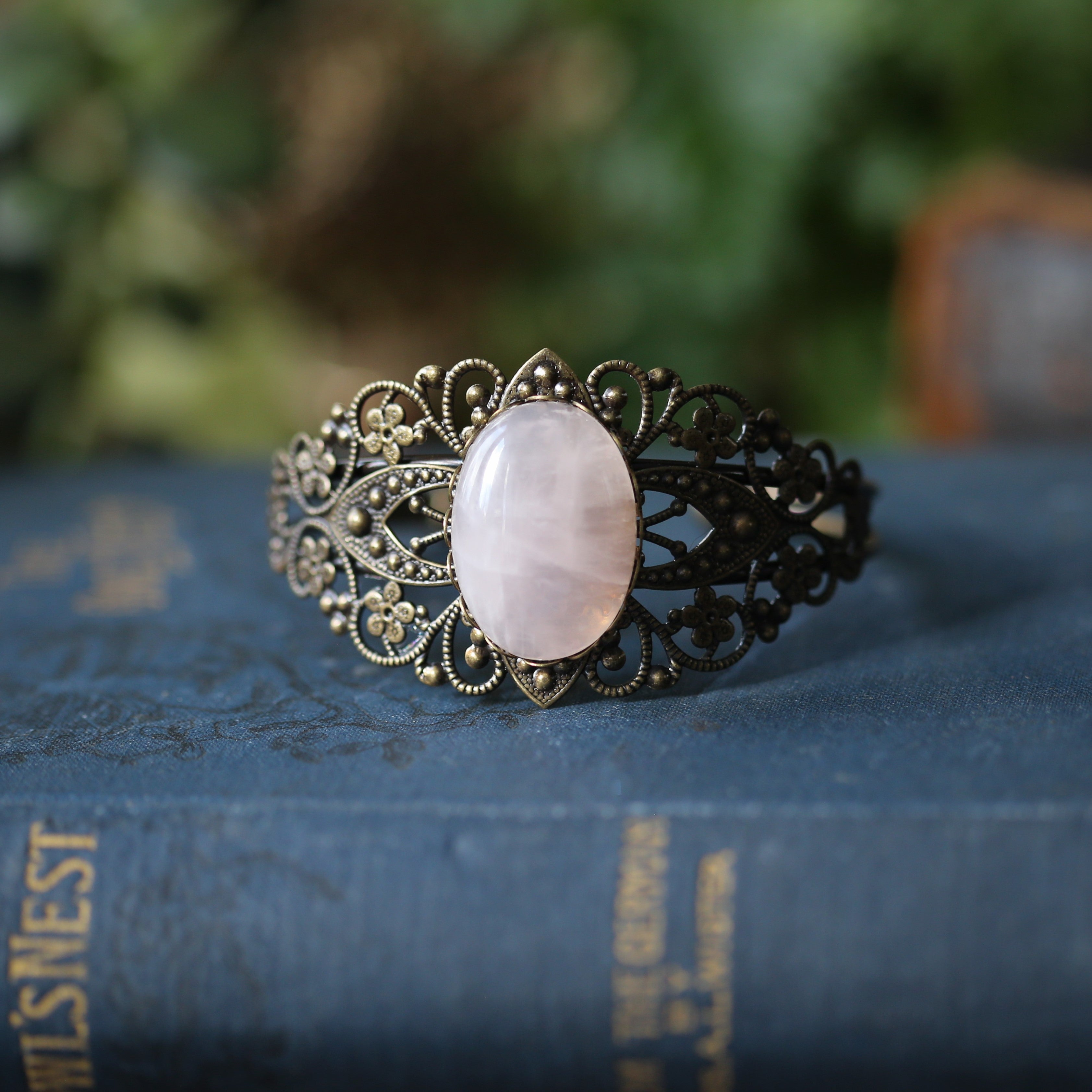 Pink or Purple Stone Cuff Bracelet