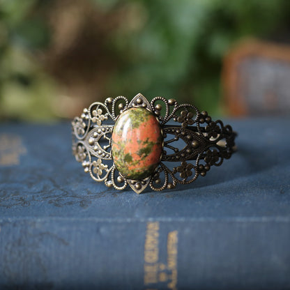 Stone Cuff Bracelet - Citrine, Goldstone, Mahogany Obsidian, Red Jasper, Leopardskin Jasper, Tigereye