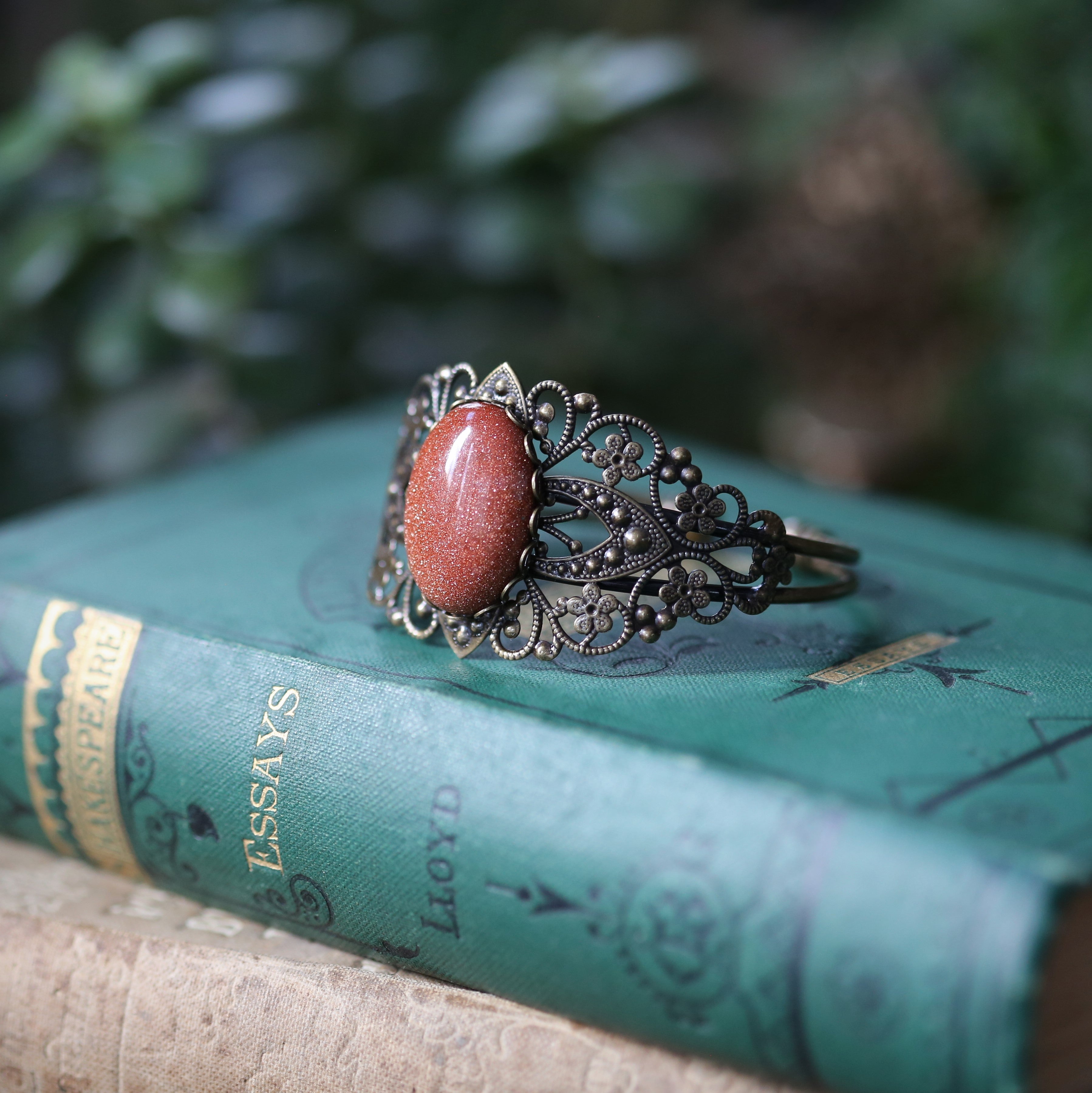 Stone Cuff Bracelet - Citrine, Goldstone, Mahogany Obsidian, Red Jasper, Leopardskin Jasper, Tigereye