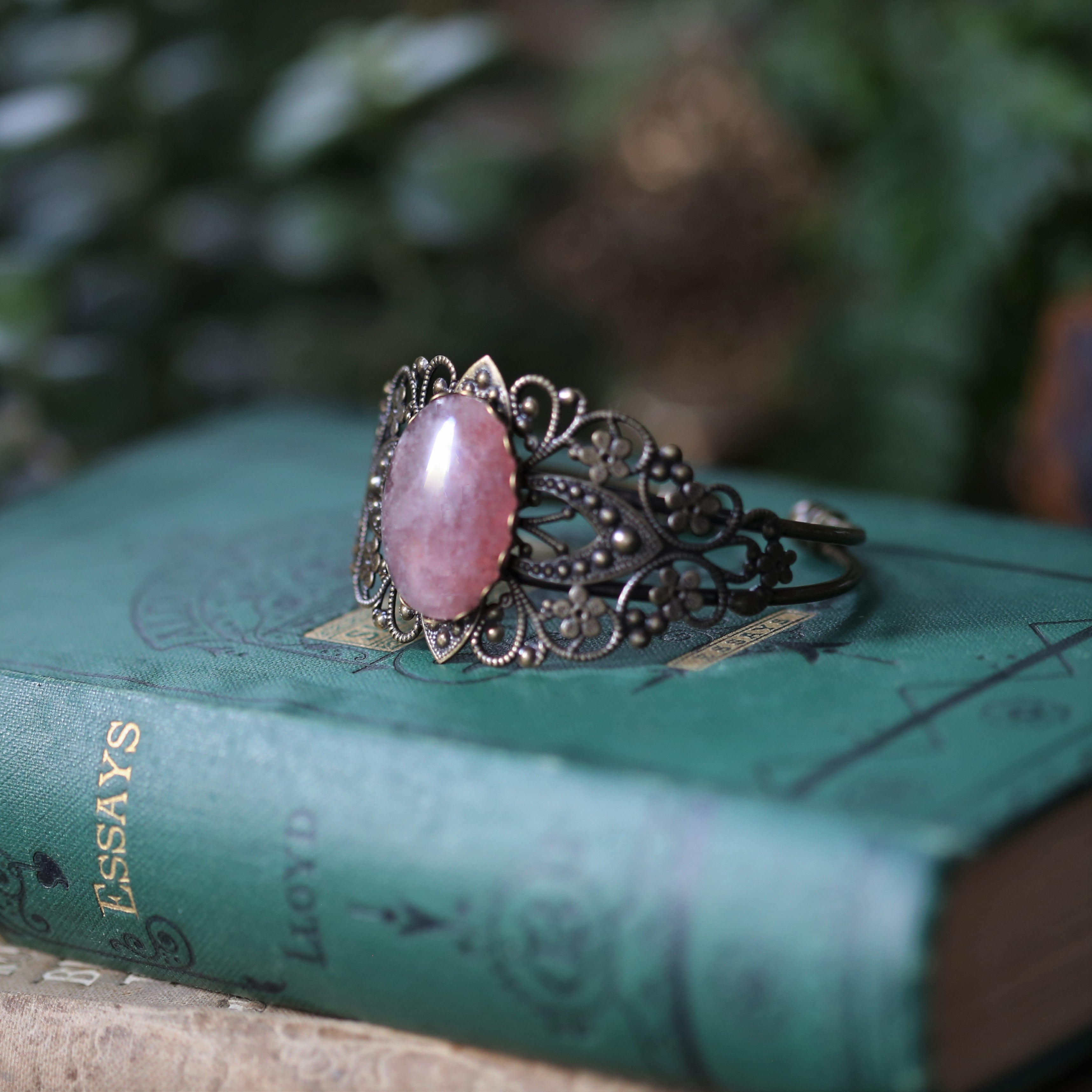 Pink or Purple Stone Cuff Bracelet