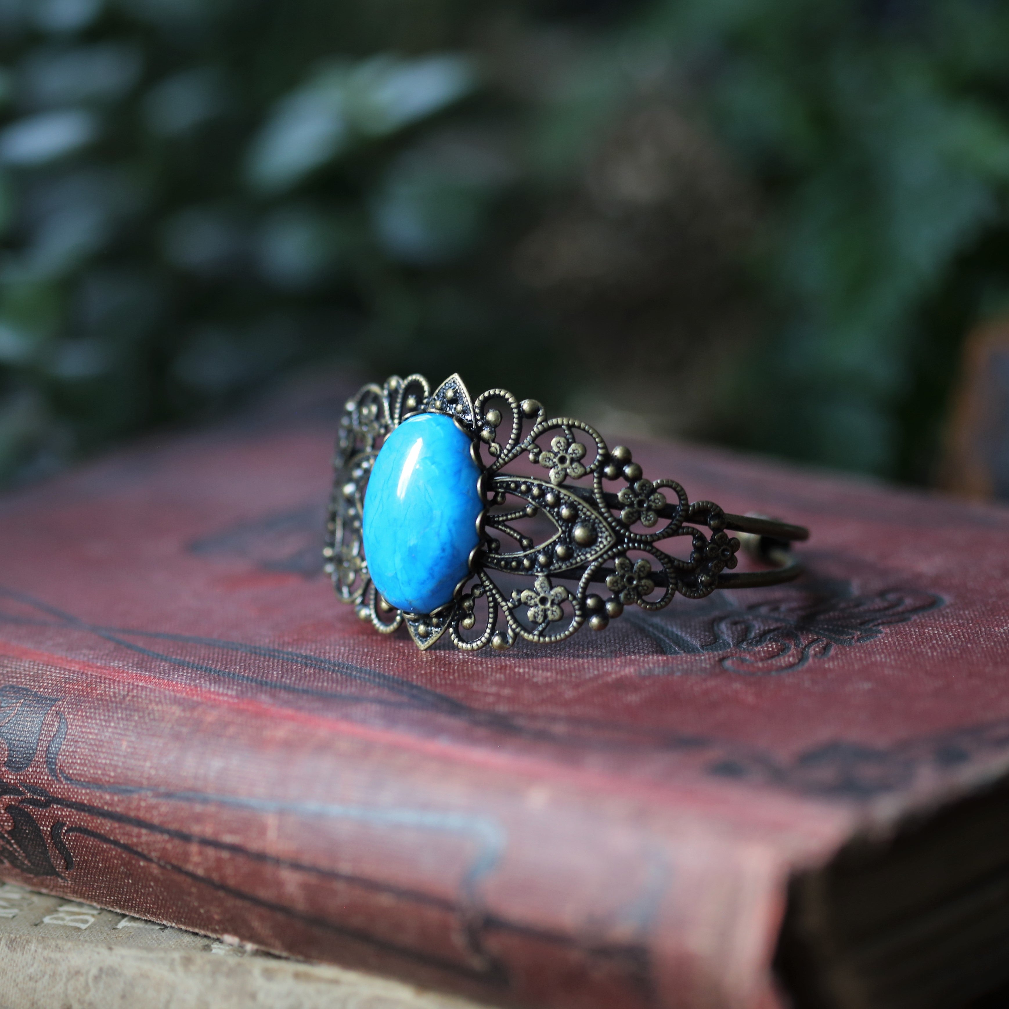 Stone Cuff Bracelet - Blue Agate, Lt/Dk Blue Sodalite, Turquoise Howlite, Lt/Dk Blue Howlite