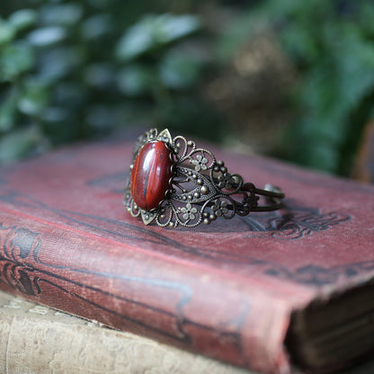 Stone Cuff Bracelet - Citrine, Goldstone, Mahogany Obsidian, Red Jasper, Leopardskin Jasper, Tigereye