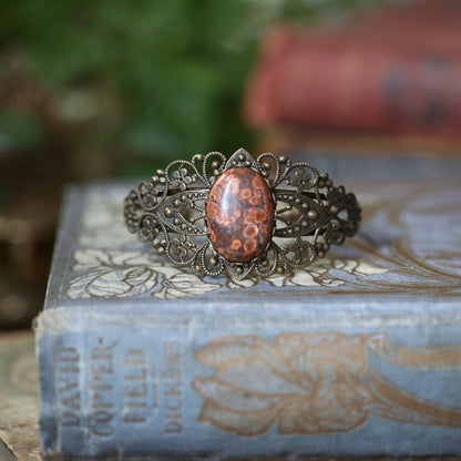 Stone Cuff Bracelet - Citrine, Goldstone, Mahogany Obsidian, Red Jasper, Leopardskin Jasper, Tigereye