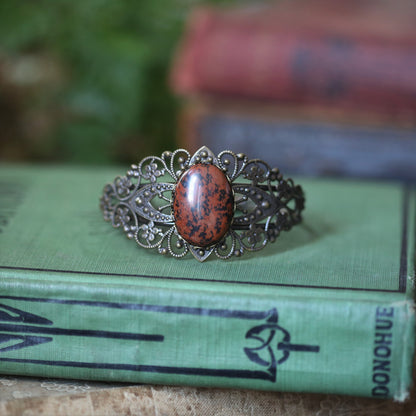 Stone Cuff Bracelet - Citrine, Goldstone, Mahogany Obsidian, Red Jasper, Leopardskin Jasper, Tigereye