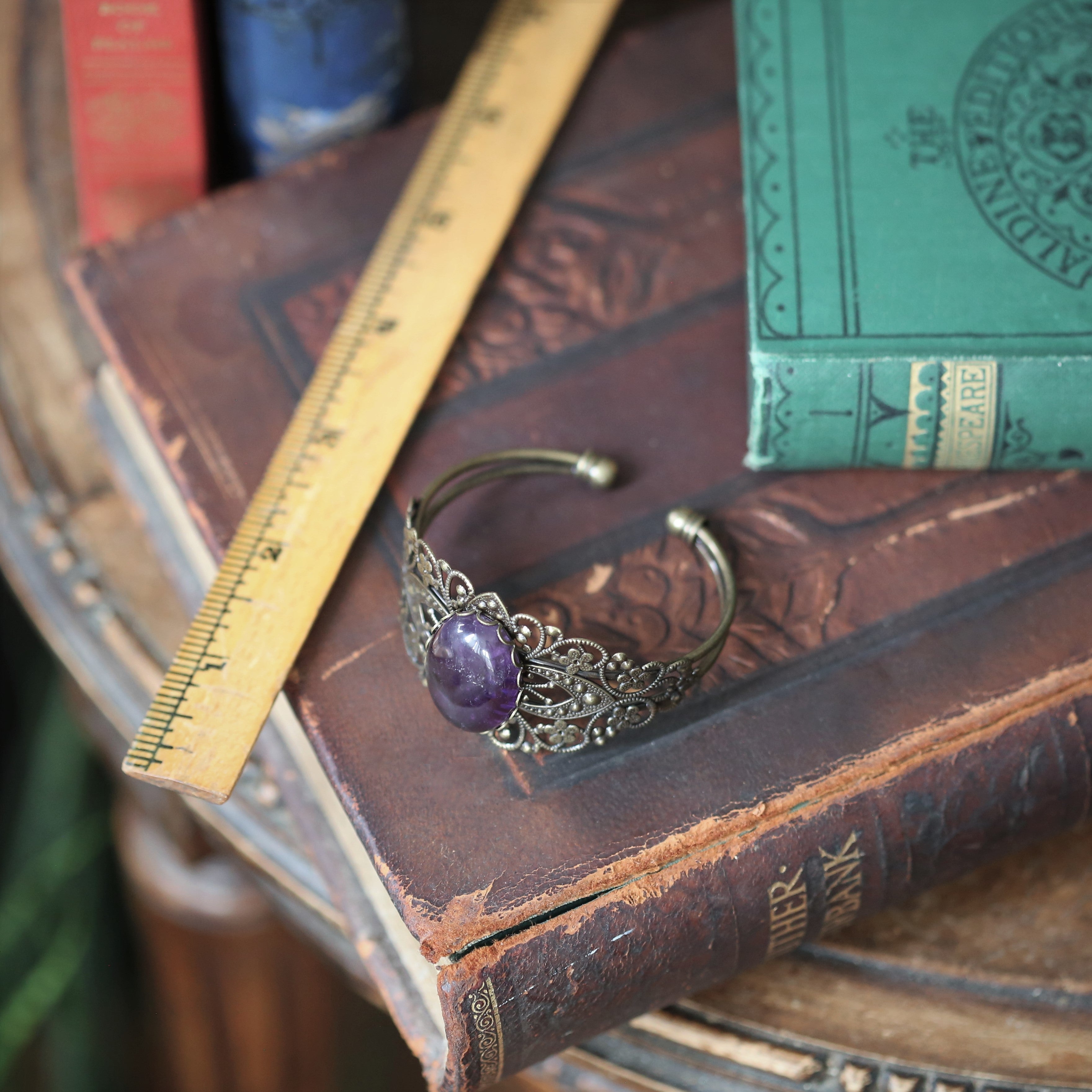 Pink or Purple Stone Cuff Bracelet