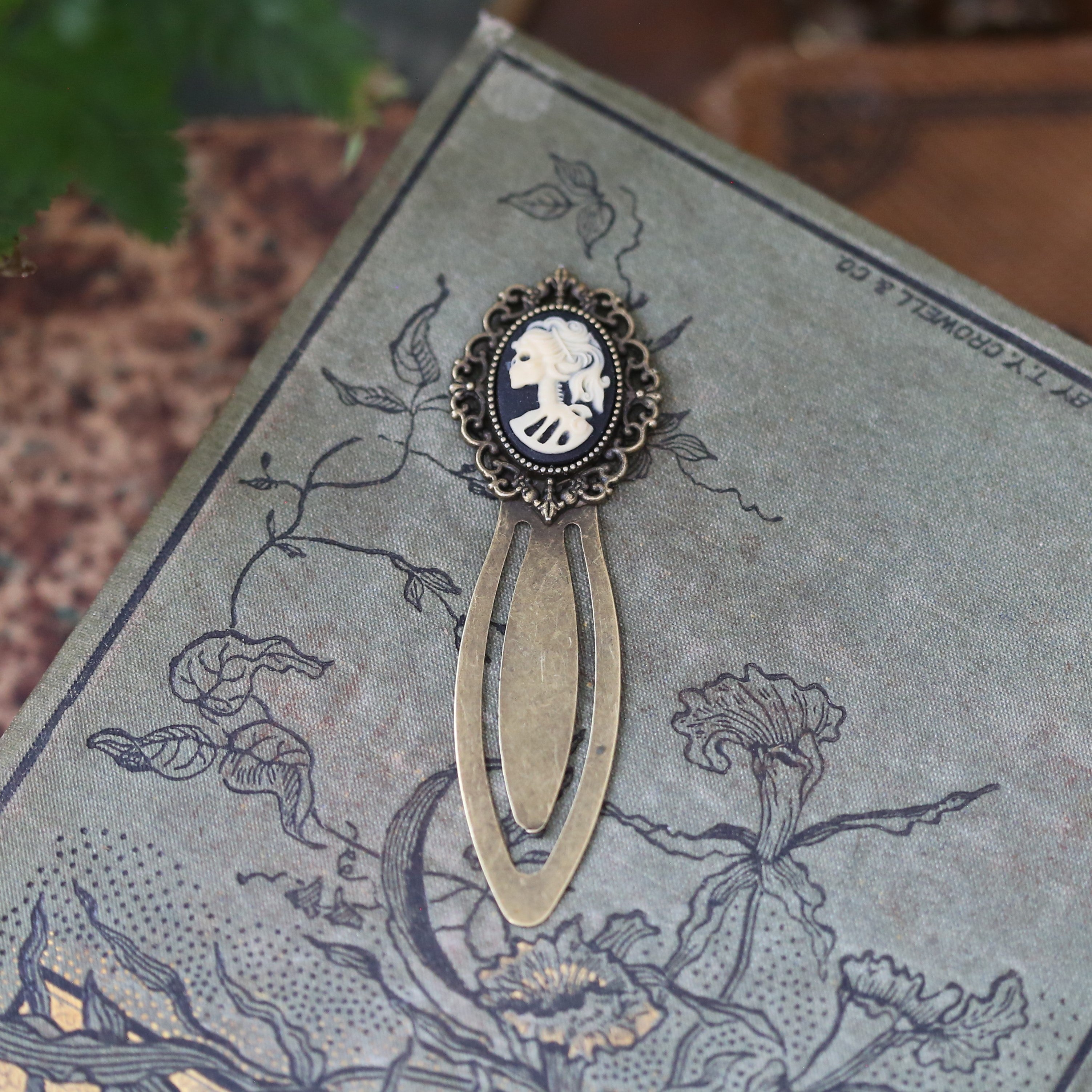 Cameo Filigree Brass Bookmark