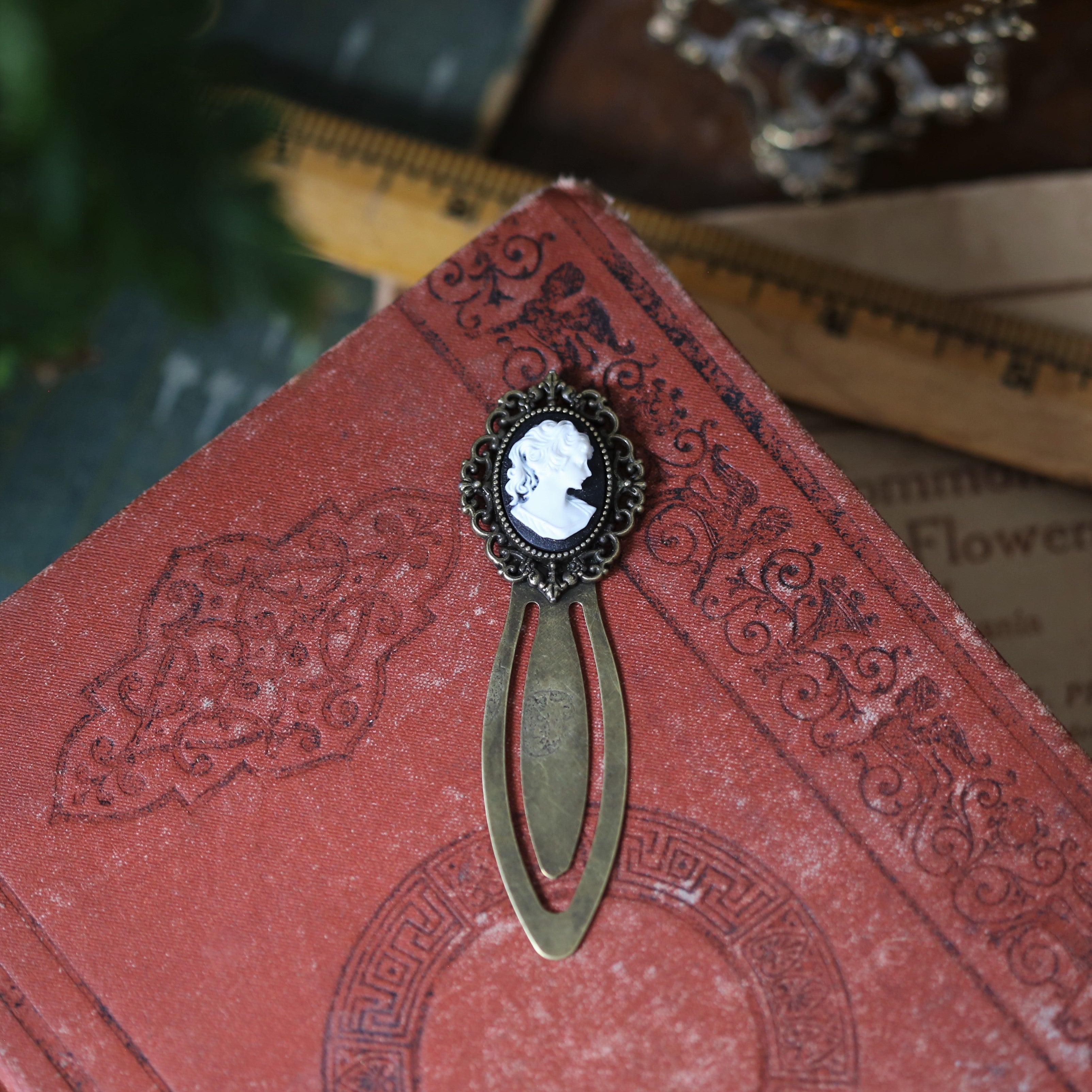 Cameo Filigree Brass Bookmark