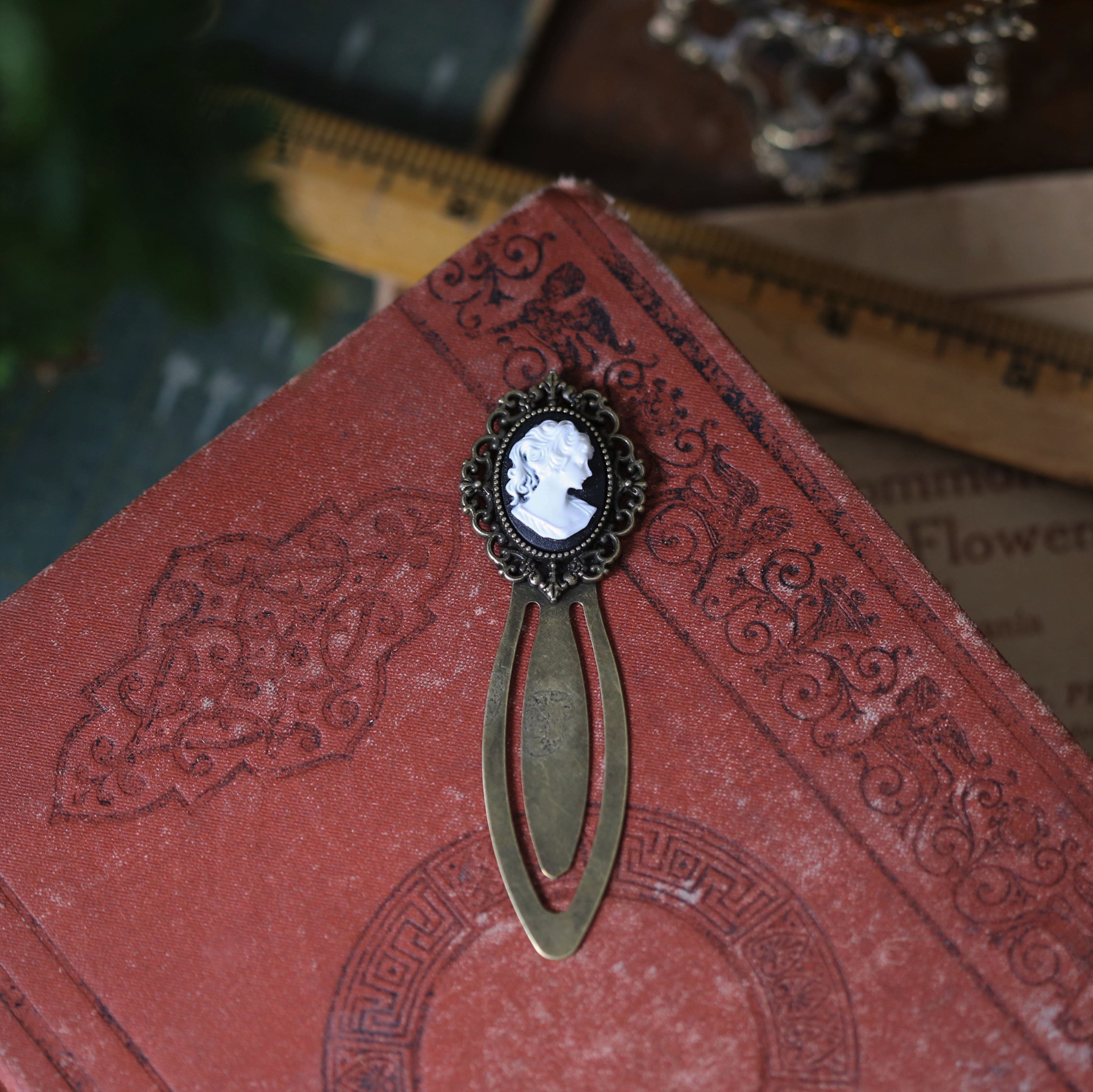 Lady Cameo Brass Filigree Bookmarks