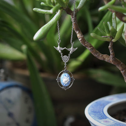 Victorian Flower Cameo Necklace