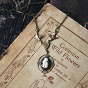 Victorian Cat Cameo Necklaces with Birds - Choose a Cat or Bunny