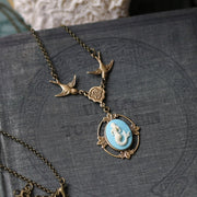 Mermaid Cameo Pendant Necklace in Silver or Bronze