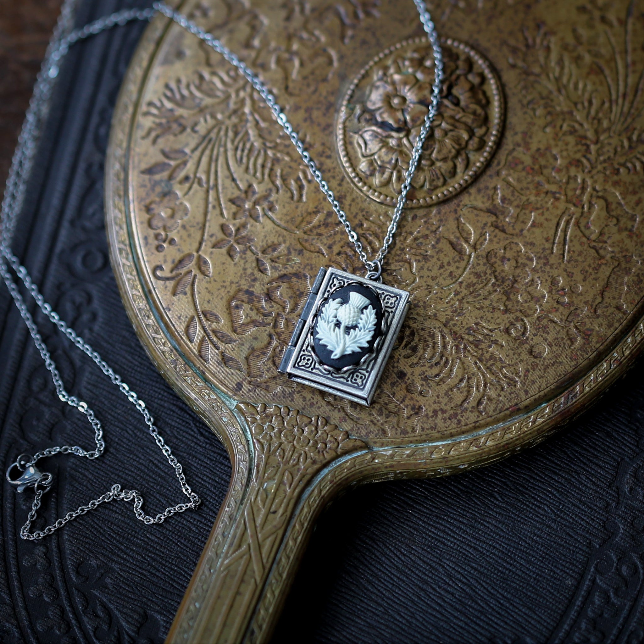 Cameo Book Locket - Bee, Angel, Thistle and Hummingbird