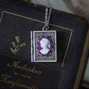 Cameo Book Locket in Antique Silver - Womens Profile