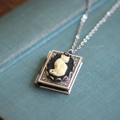 Cat Cameo Book Locket