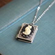 Cameo Cat Book Locket - Choose a Style