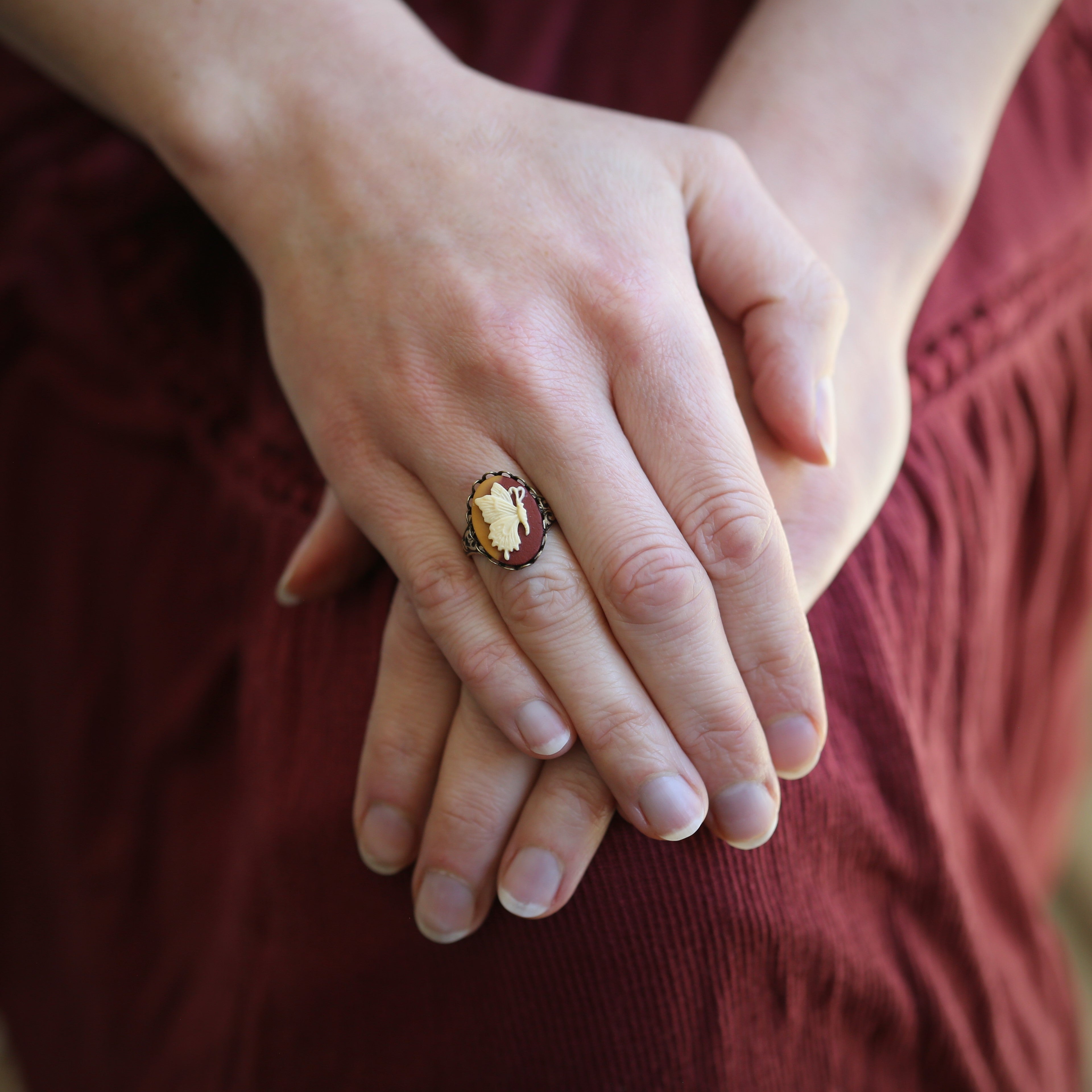 Butterfly Cameo Rings