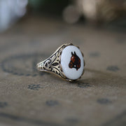 Vintage Horse Cameo Ring in Antiqued Sterling Plate or Antiqued Brass