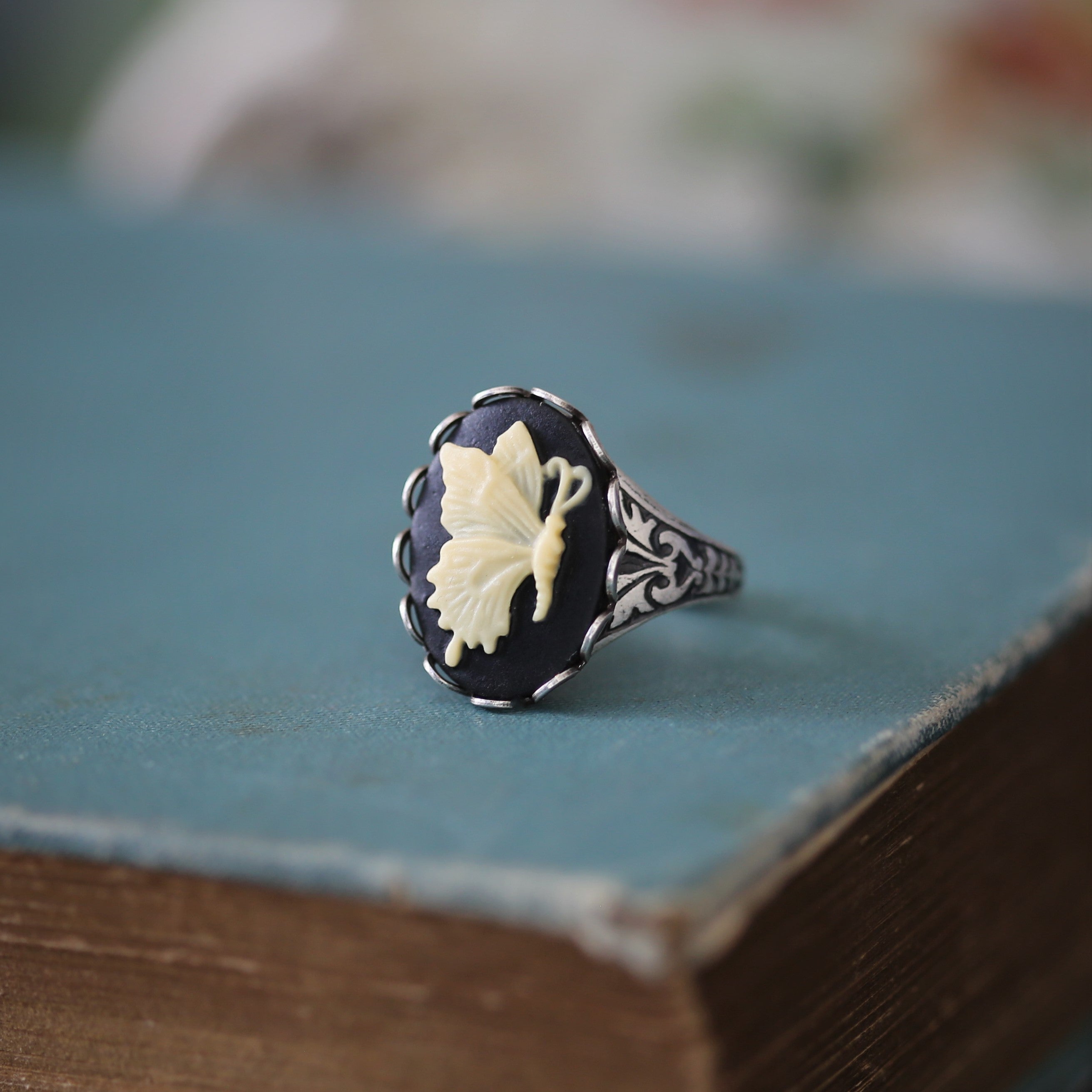 Butterfly Cameo Rings