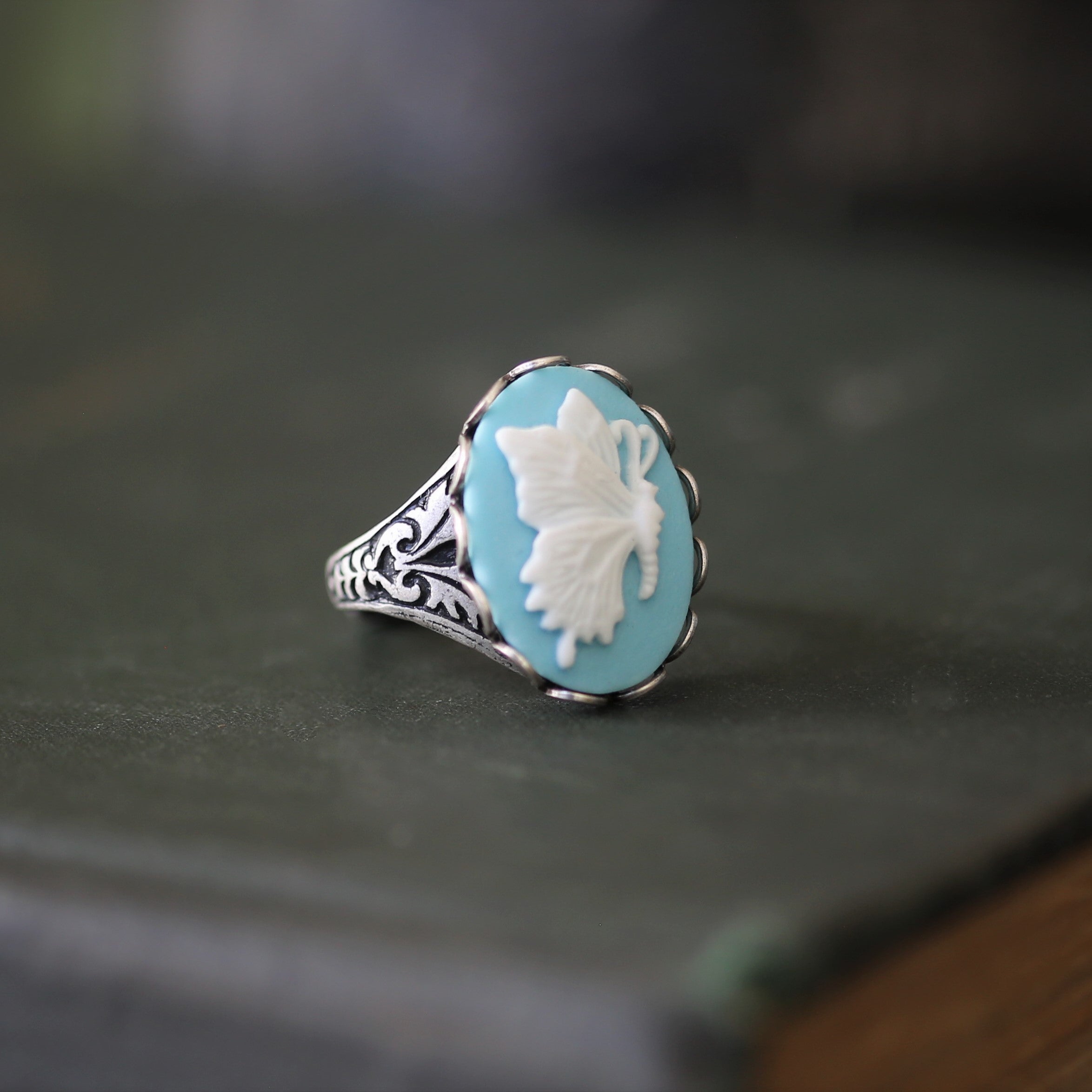 Butterfly Cameo Rings