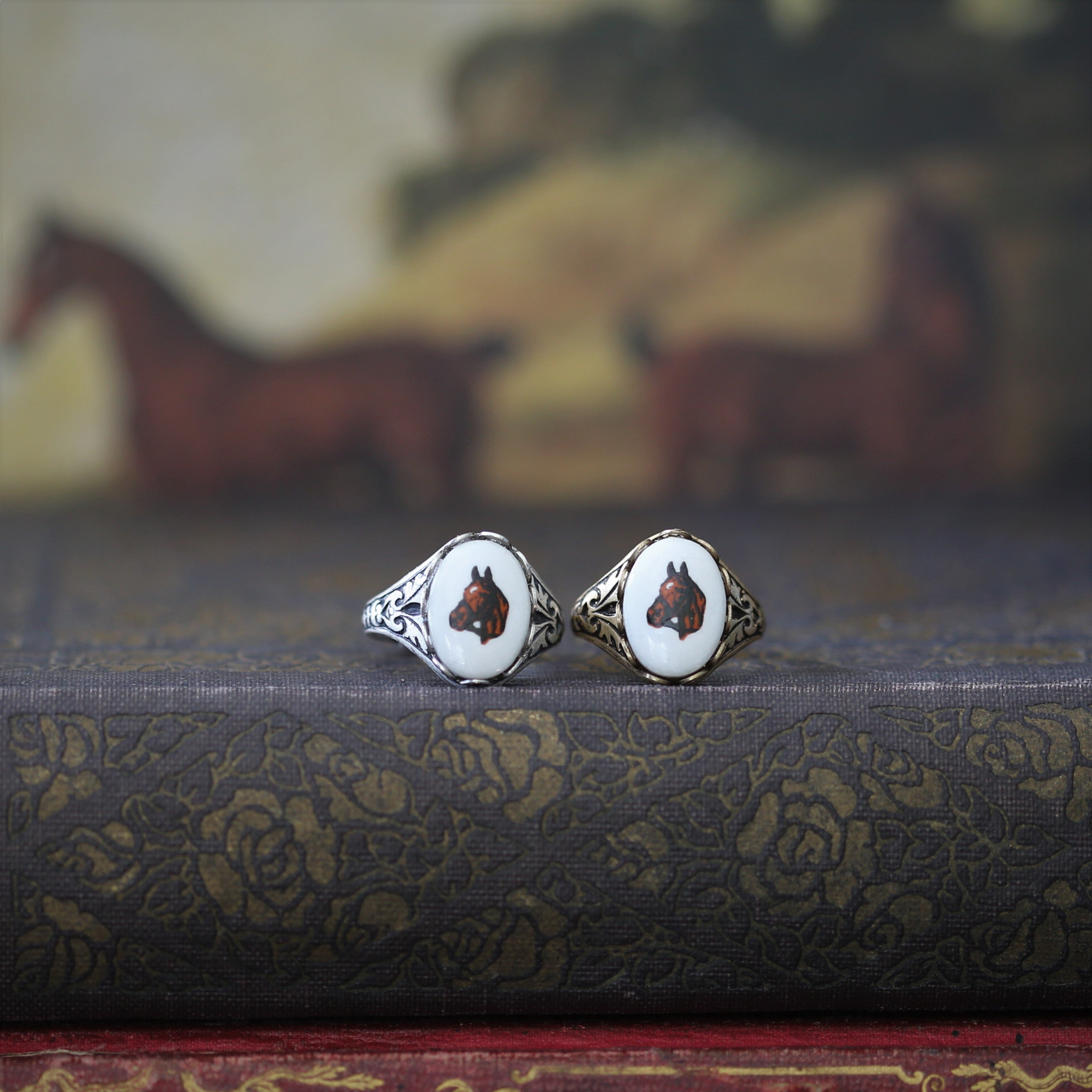 Vintage Horse Cameo Ring