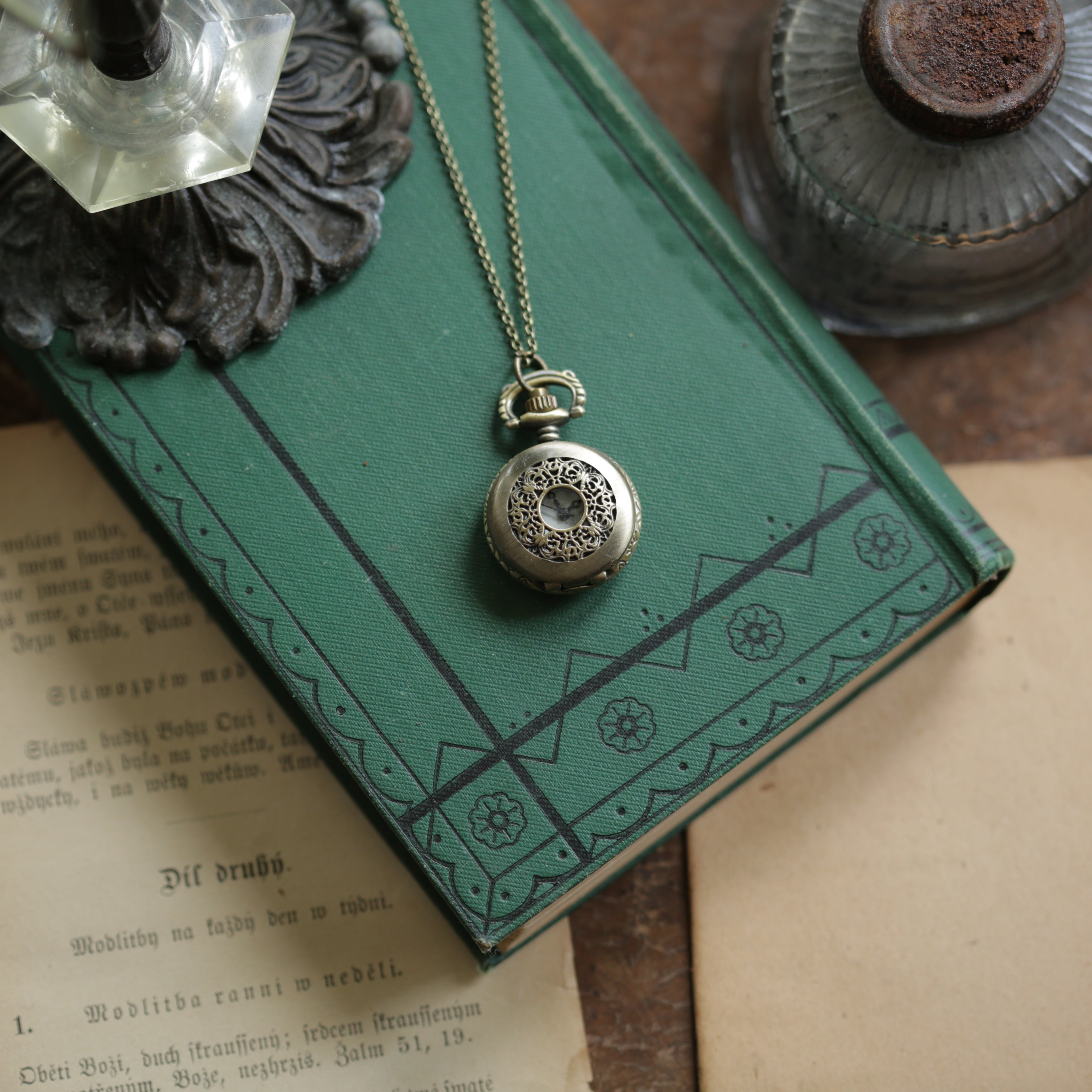 Pocket Watch Necklace in Brass