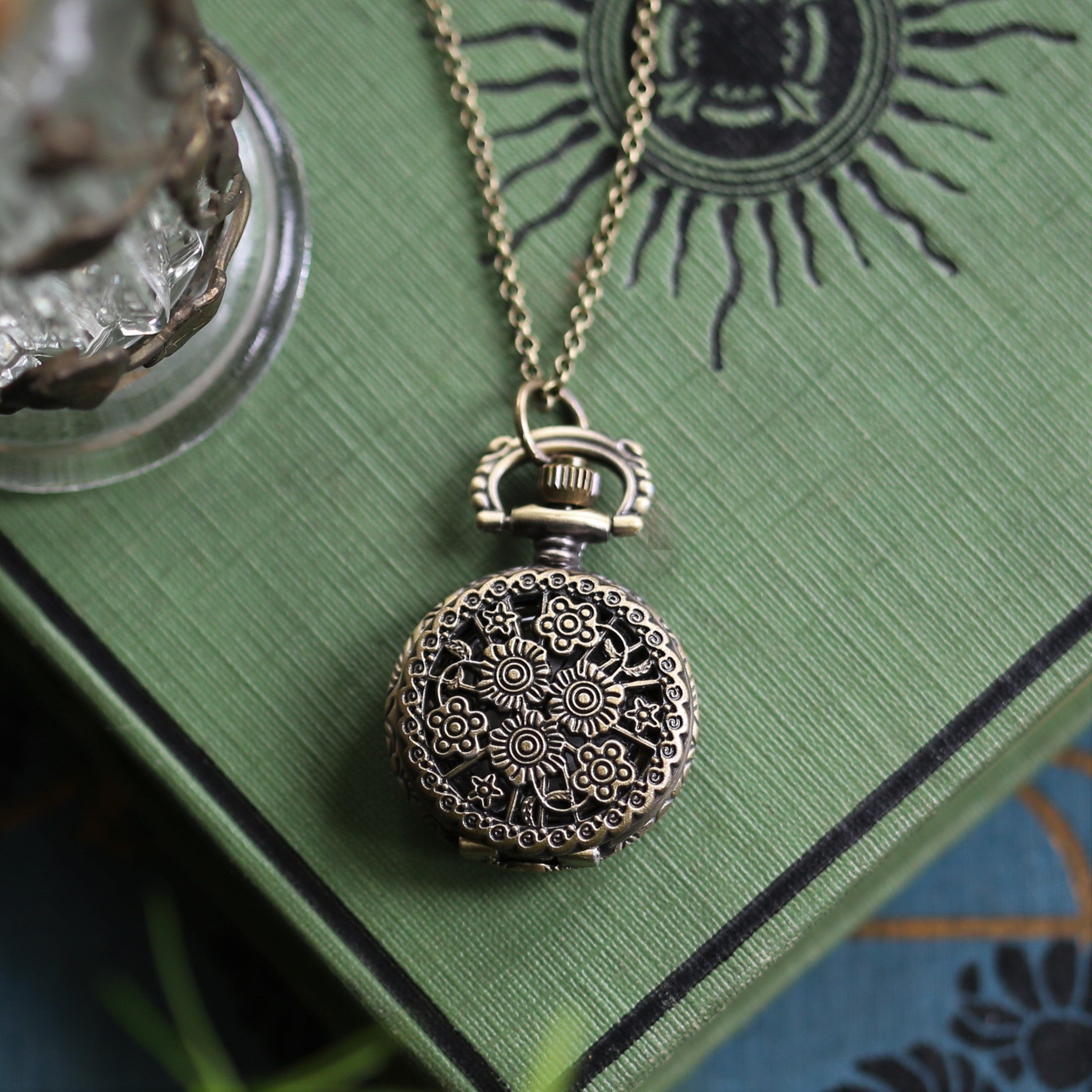 Gardener Vintage Brass Pocket Watch Necklace - Choose a Style