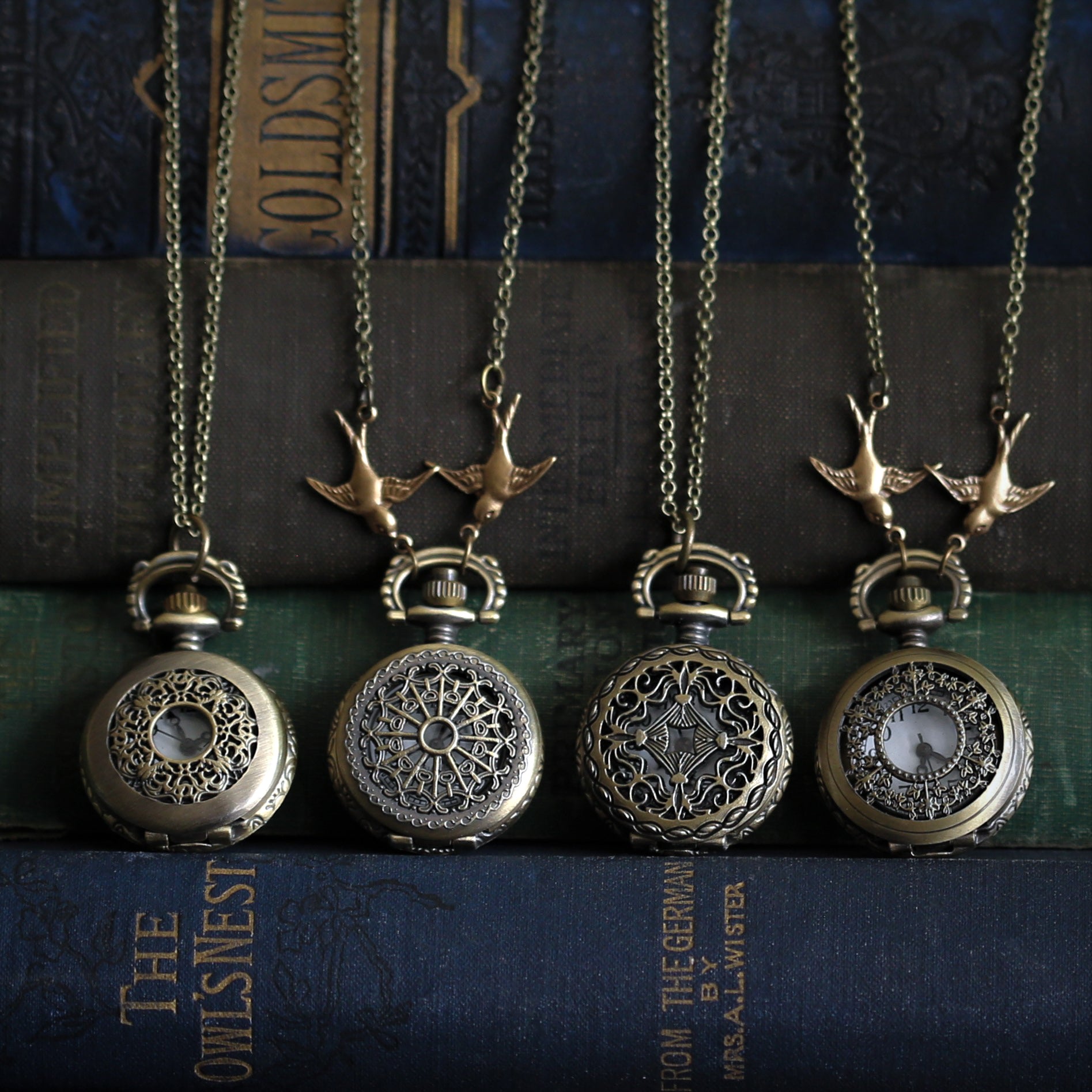 Pocket Watch Necklace in Brass