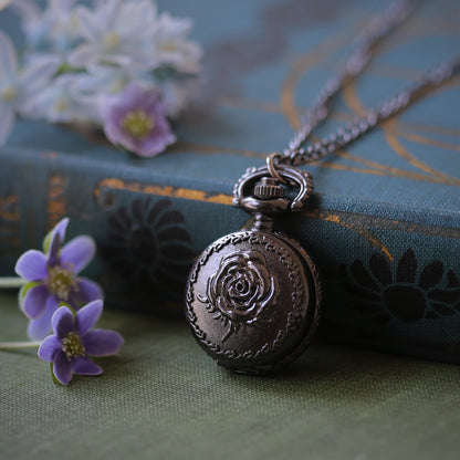 Gunmetal Battery Pocket Watch Necklace - Choose From Three Styles