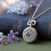 Small Pocket Watch Pendant Necklace in Silver:  Choose from Three Options