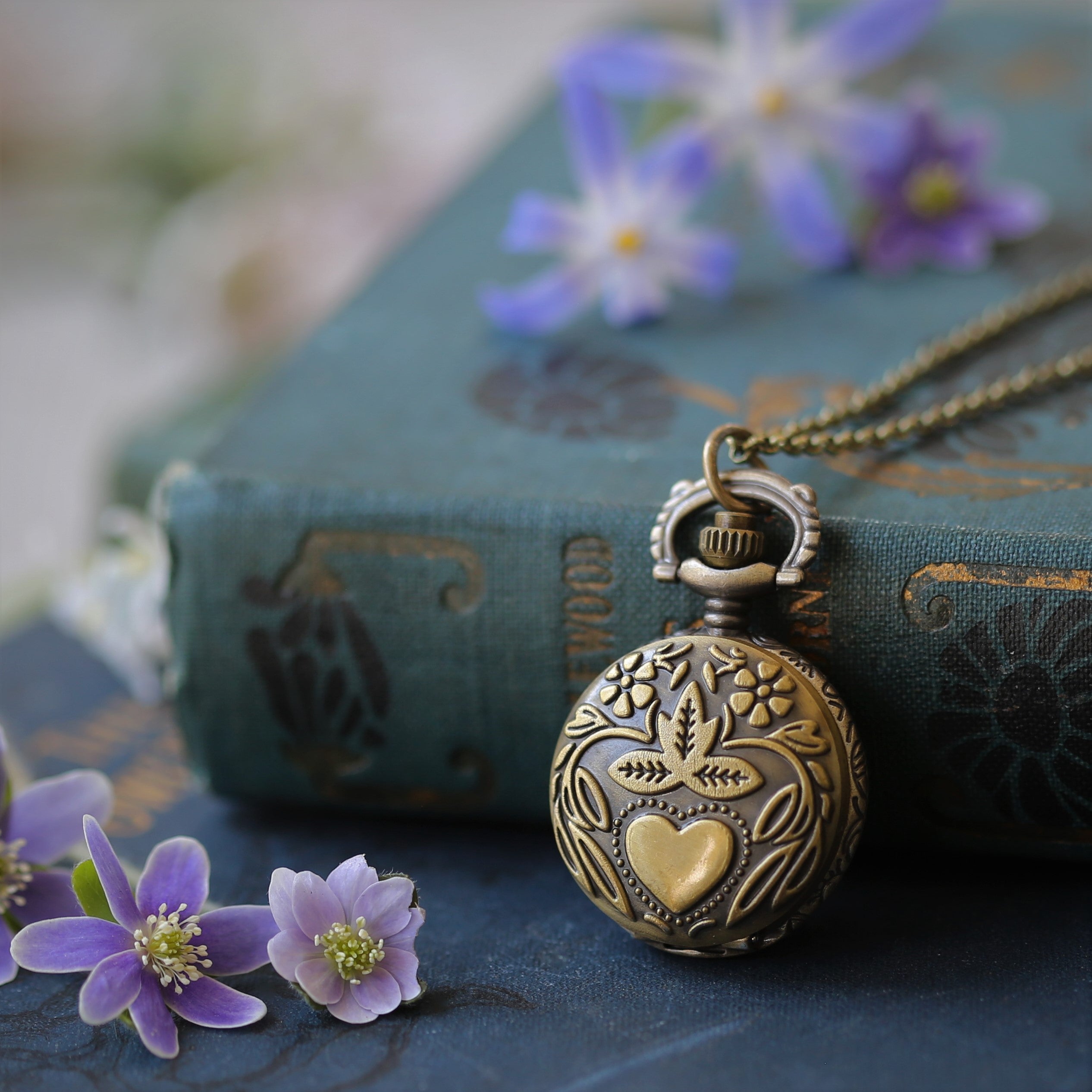 Heart, Crown, Ribcage or Rose Watch Necklace