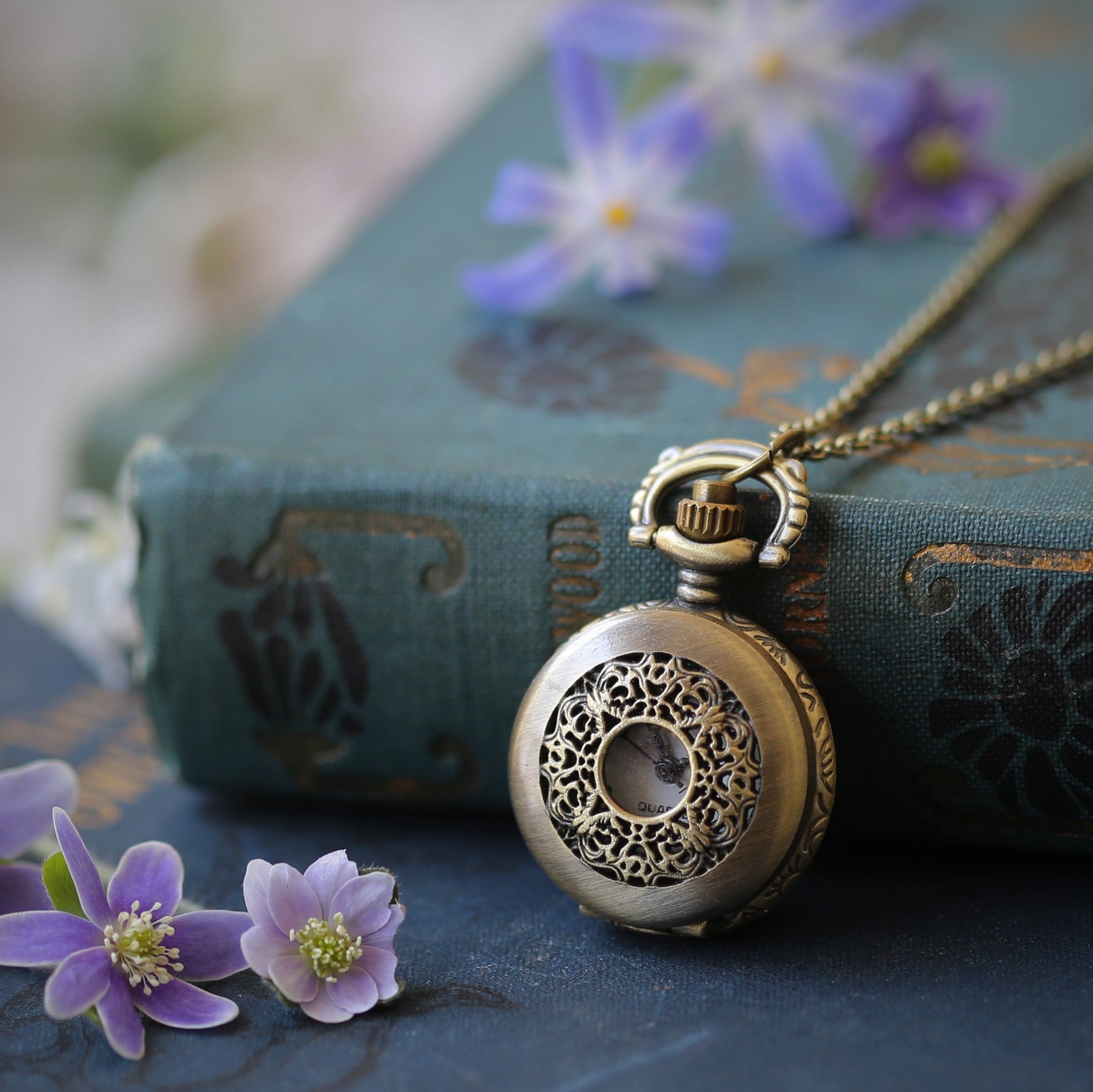 Pocket Watch Necklace in Brass