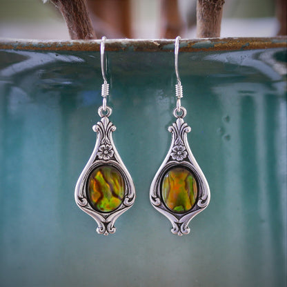 Black, Gray, Orange or Brown Semi-Precious Stone Vintage Style Drop Earrings