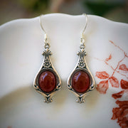 Black, Gray, Orange or Brown Semi-Precious Stone Vintage Style Drop Earrings