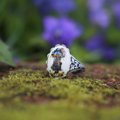 Vintage Girl Holly Hobbie Cameo Adjustable Rings in Antiqued Silver or Brass - Choose A Style