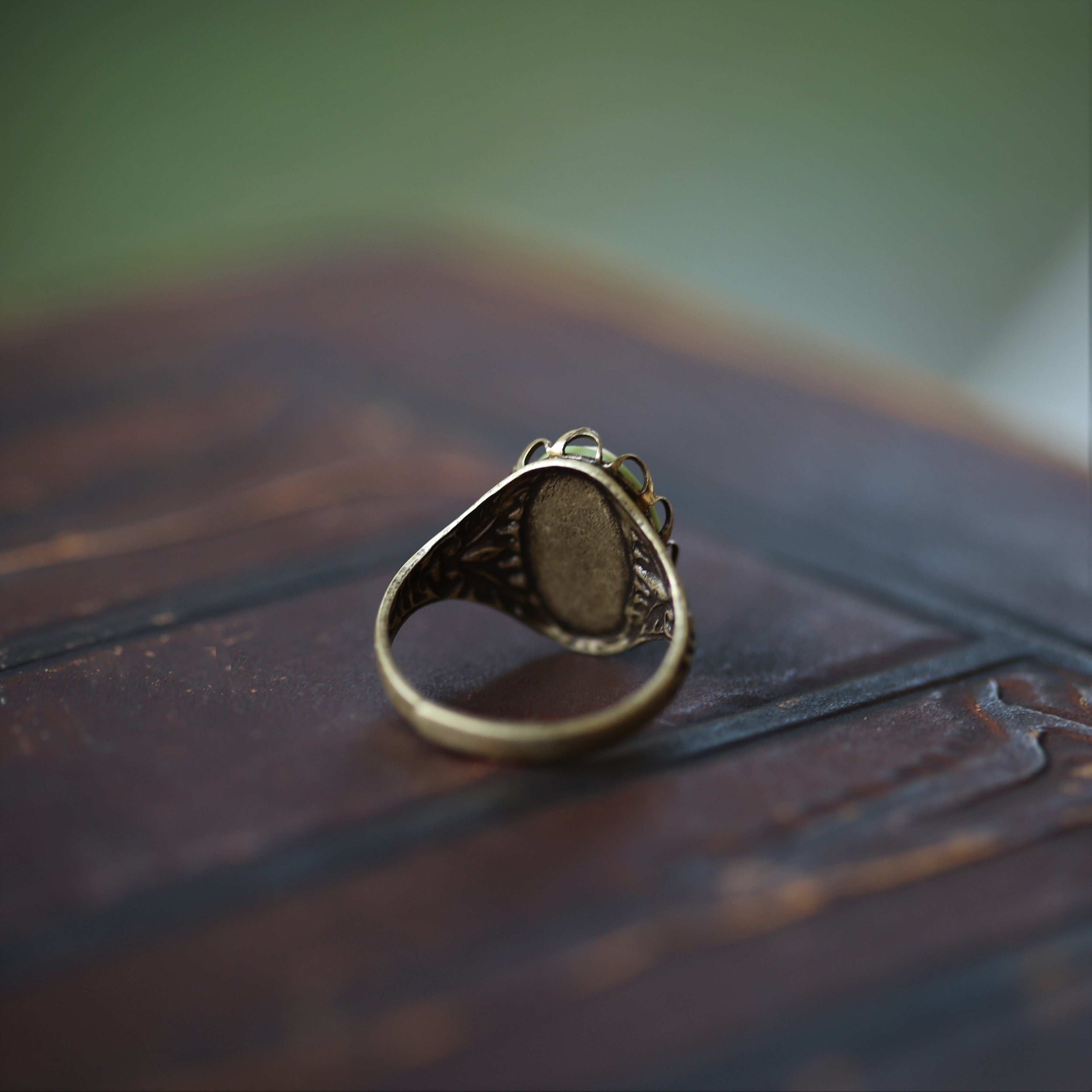 Cat Cameo Ring in Antiqued Brass or Silver