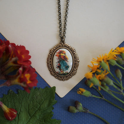 Vintage Holly Hobbie Girl Cameo Necklaces in Antiqued Brass or Silver - Choose a Character