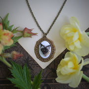 Siamese cat cameo antiqued brass vintage style necklace.