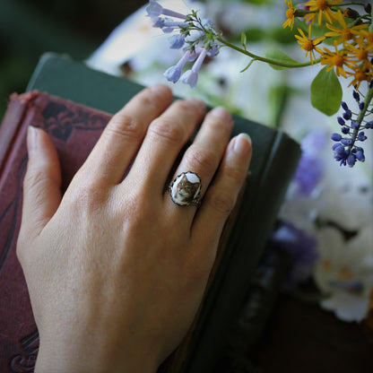 Vintage German Cameo Cat Ring in Antiqued Brass or Silver