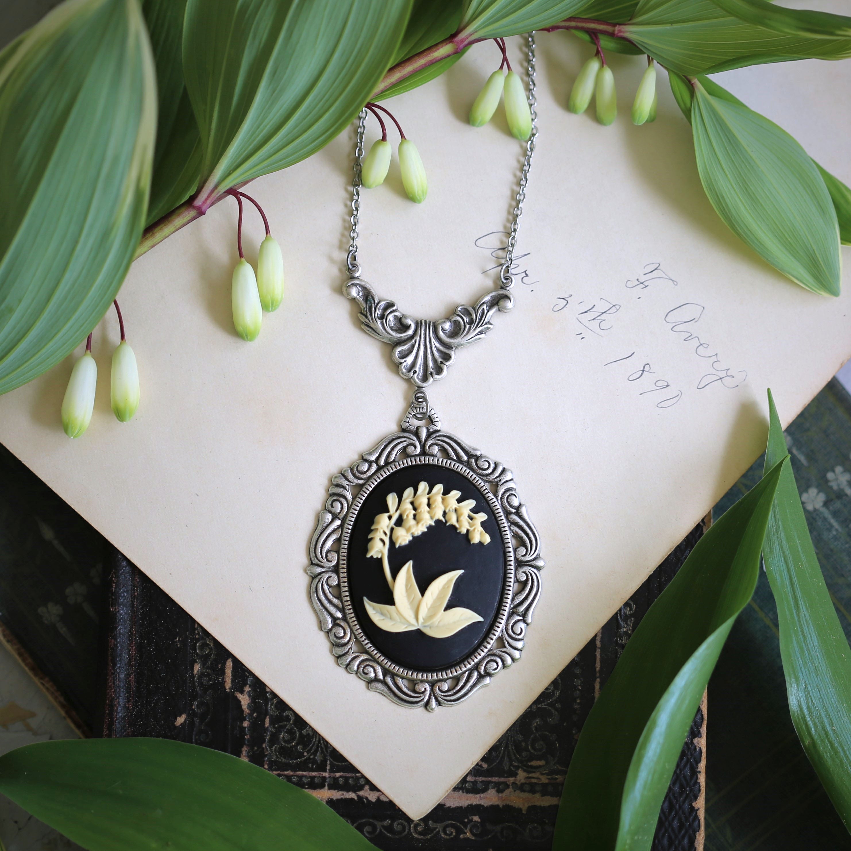 Lily of the Valley Cameo Necklace