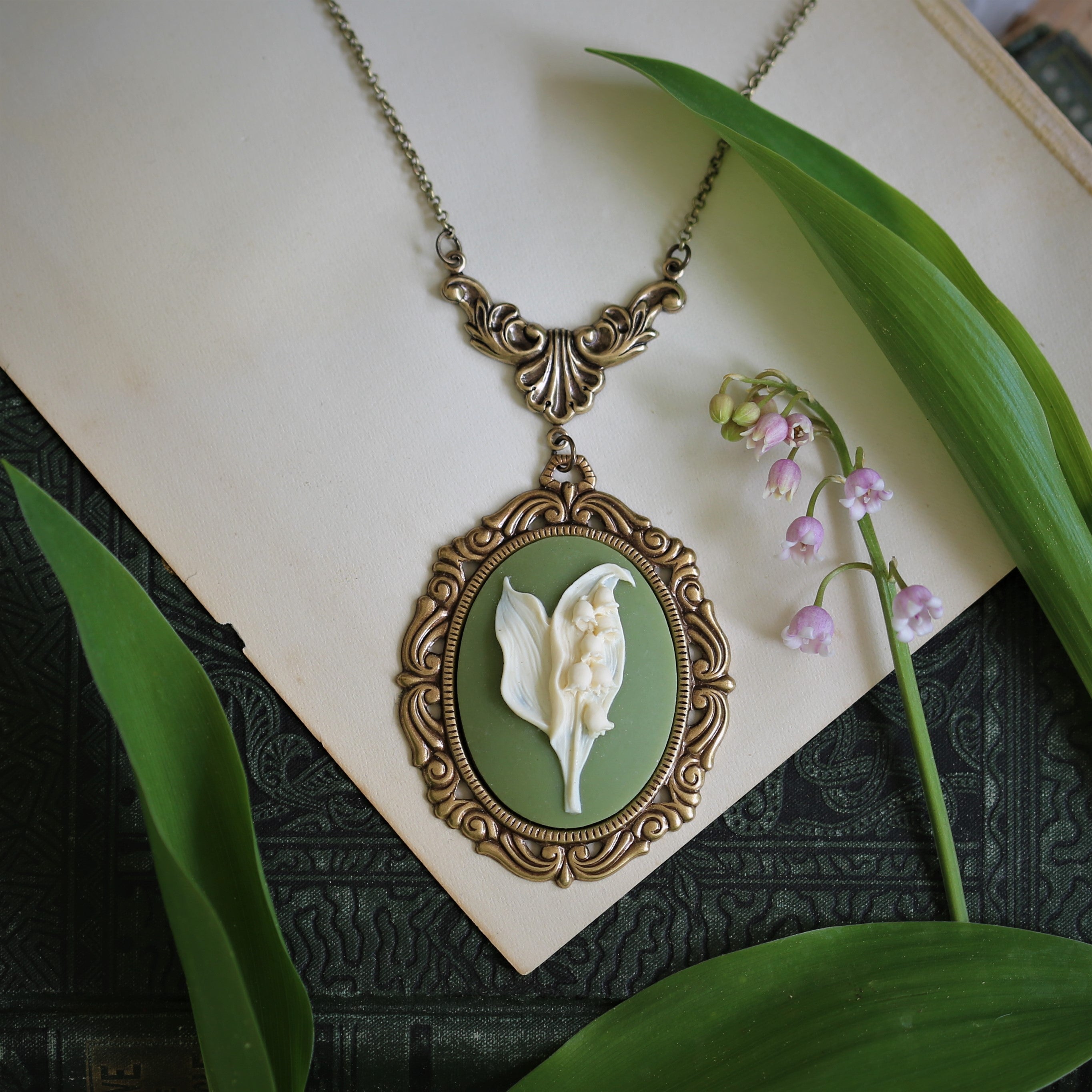 Lily of the Valley Cameo Necklace