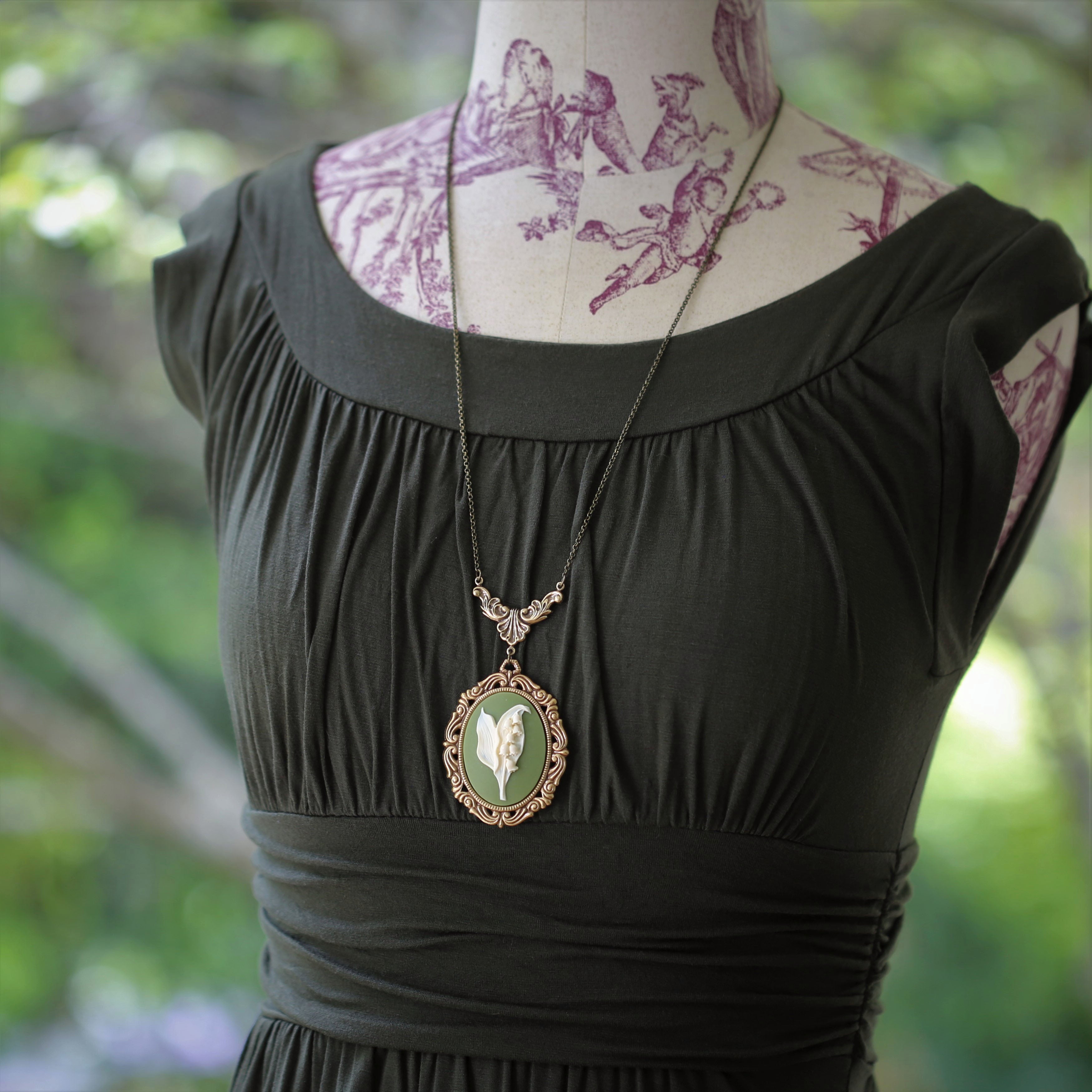 Lily of the Valley Cameo Necklace