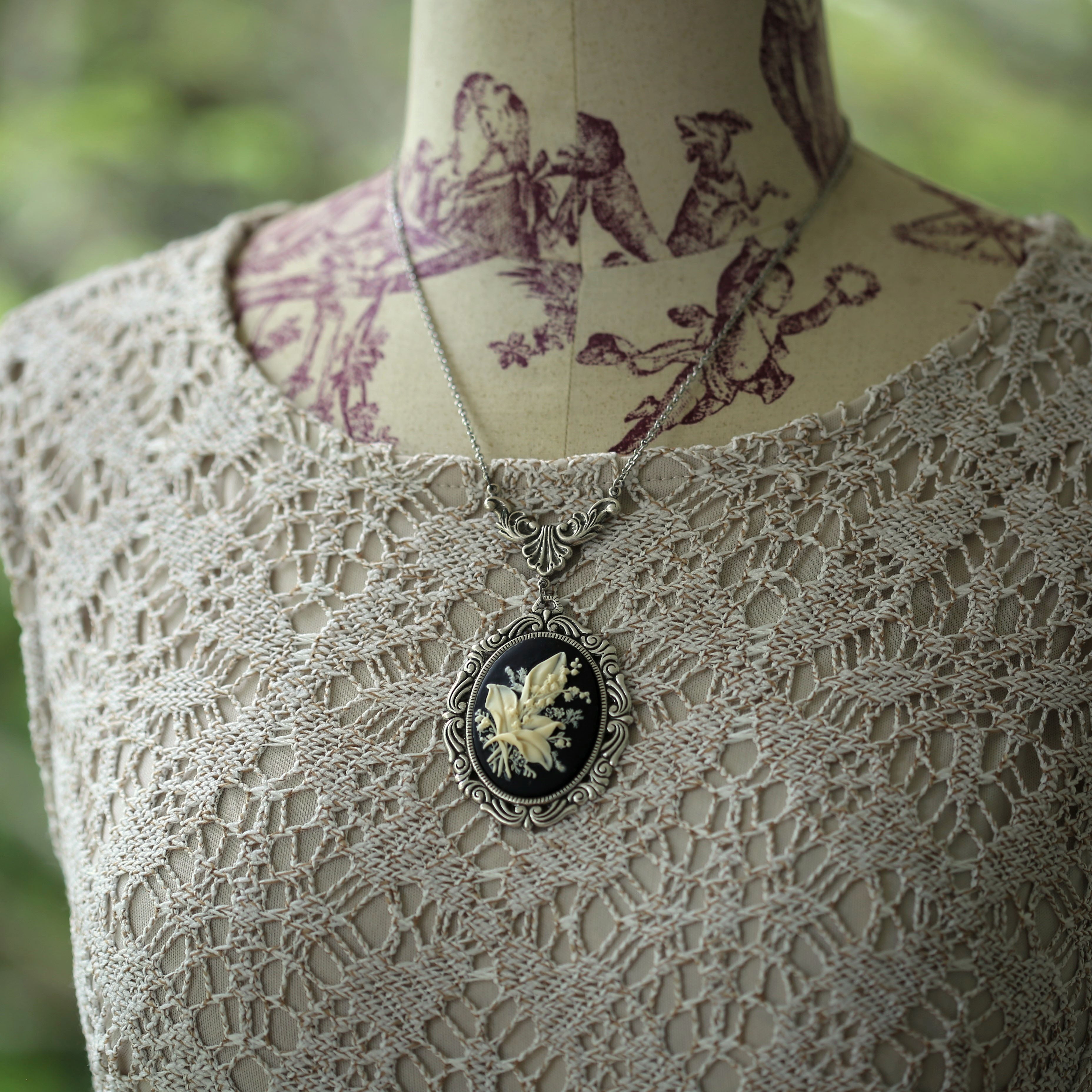 Lily of the Valley Cameo Necklace