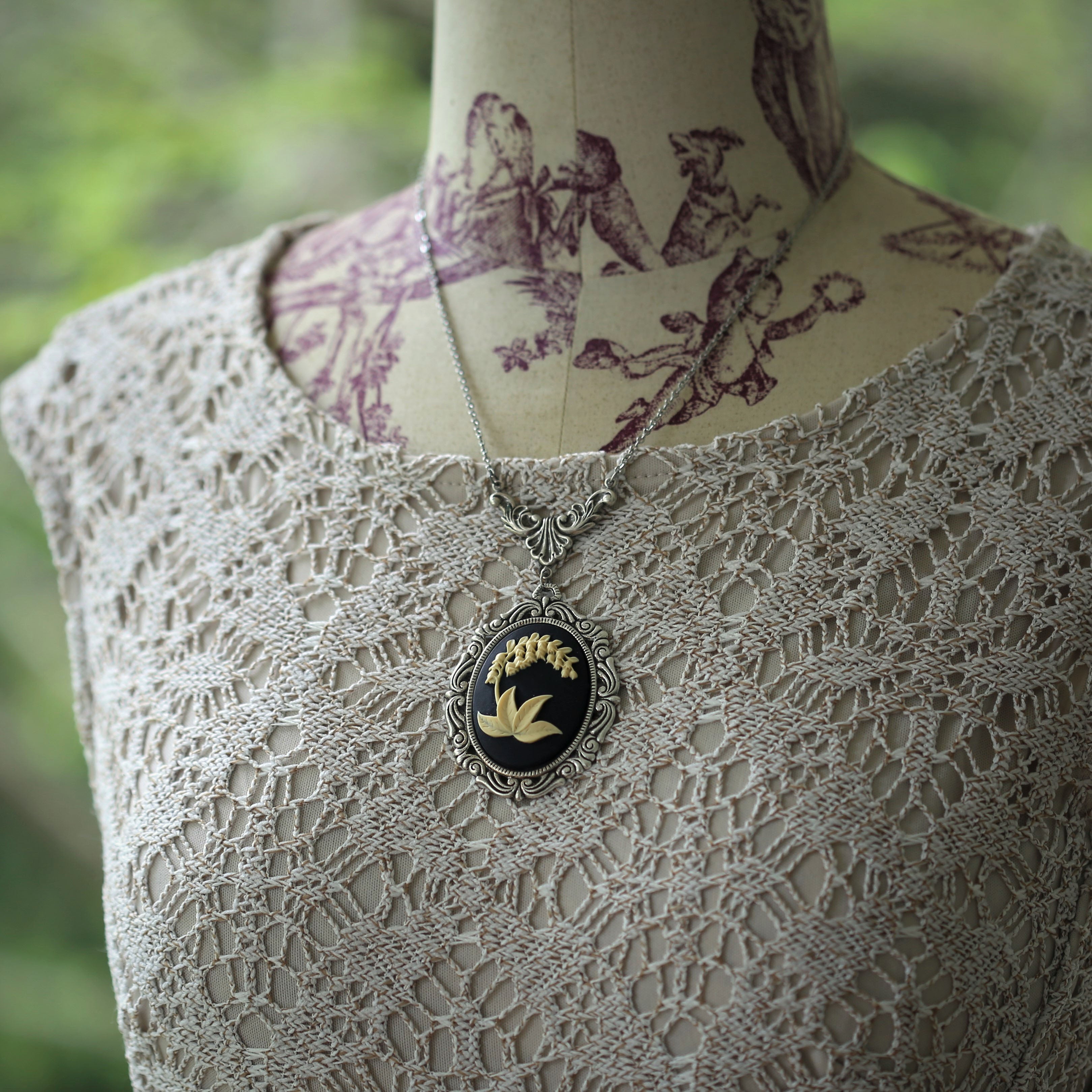 Lily of the Valley Cameo Necklace