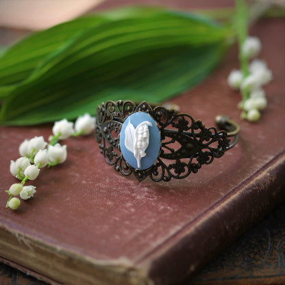 Lily of the Valley Cuff Bracelet in Vintage Style