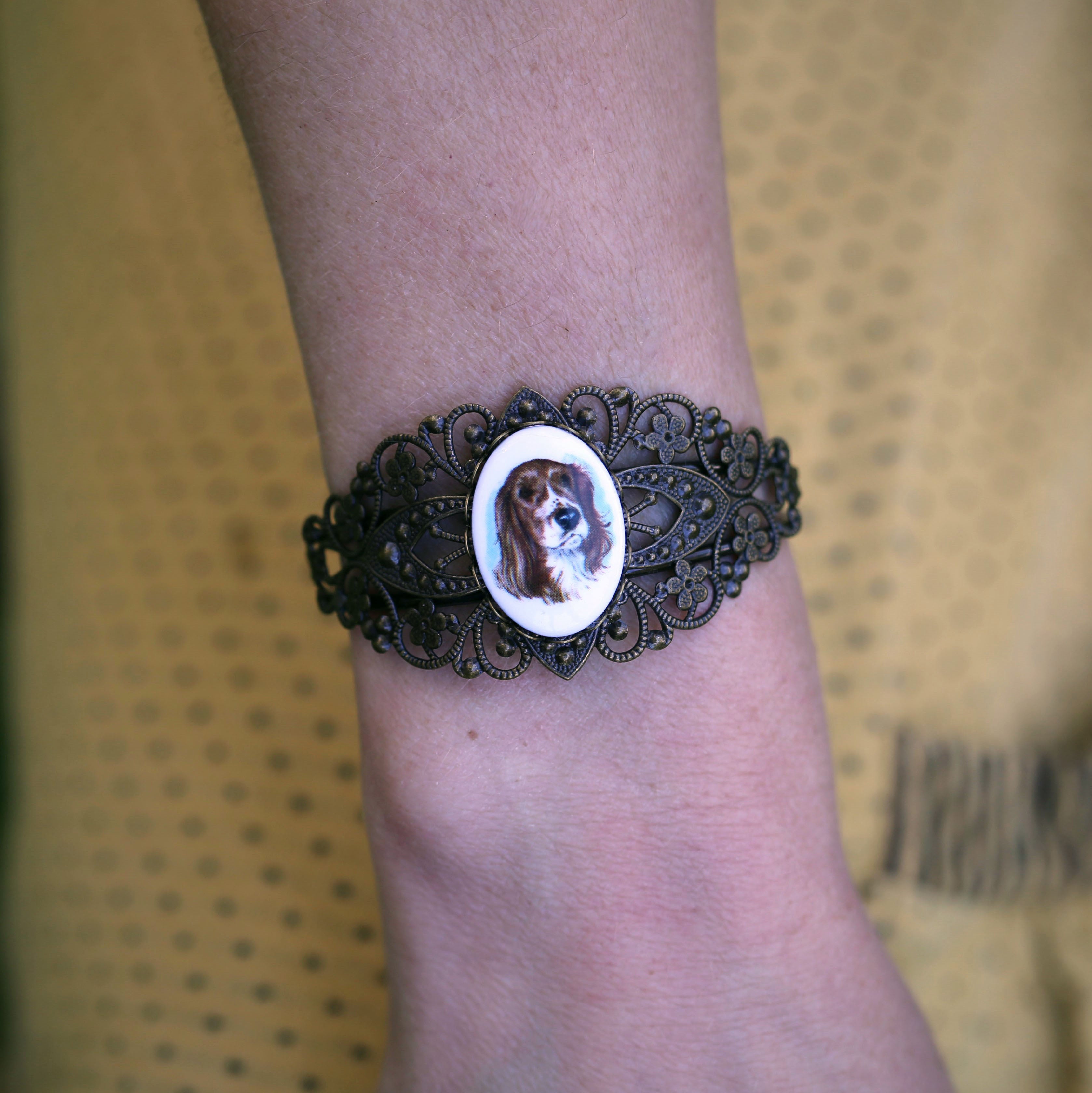 Dog Cameo Cuff Bracelet